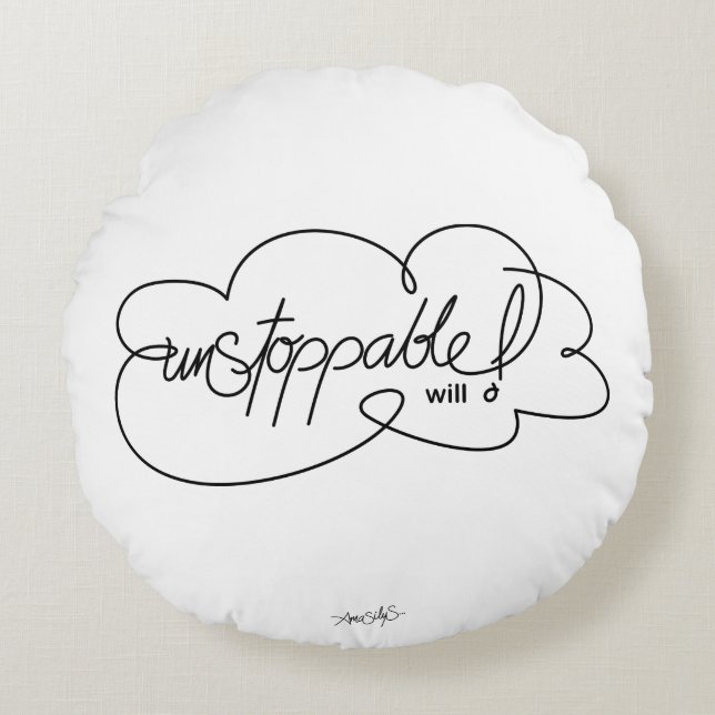 Coussins Ronds UnSTOPPABLE will - Bold CloudS - Black Script (Devant)