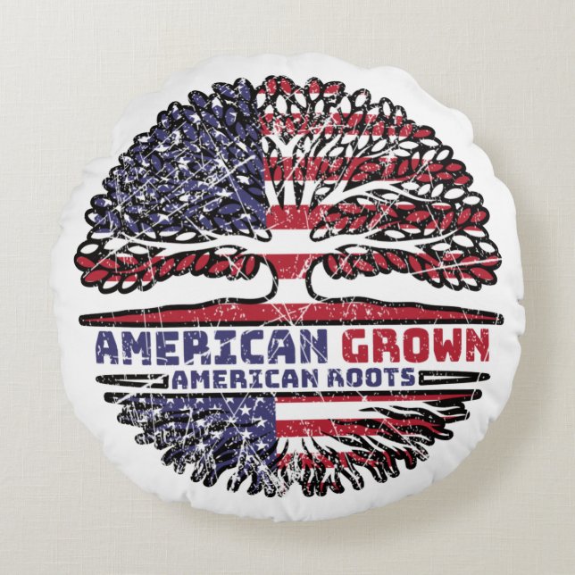Coussins Ronds US American États-Unis America Tree Roots (Devant)