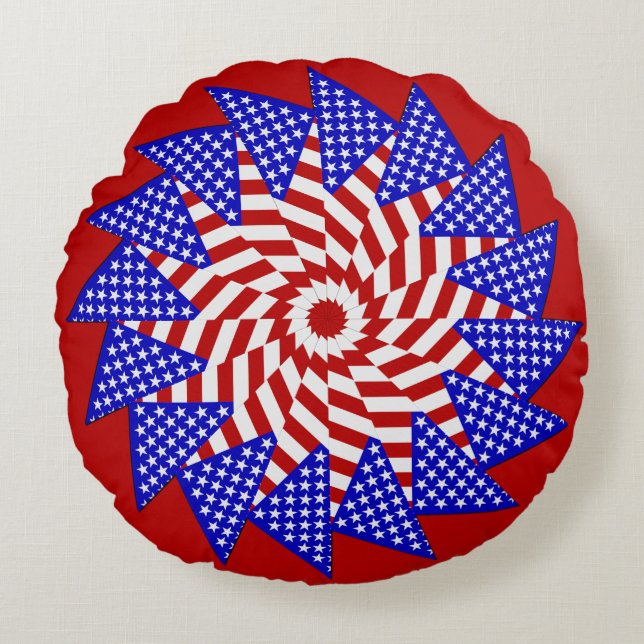 Coussins Ronds USA Flag-Teabag Folding 4 RONDS THROW PILLOW (Devant)