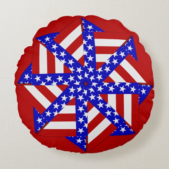 Coussins Ronds USA Flag-Teabag Folding 6 RONDS THROW PILLOW (Devant)