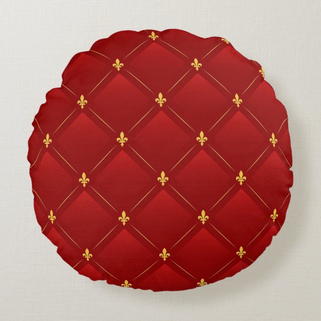 Coussins Ronds Vacances Art Nouveau rouge et or (Devant)