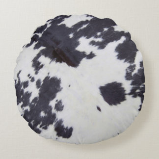 Coussins Ronds Vachette noire, Peau de vache Imprimer Motif, Vach