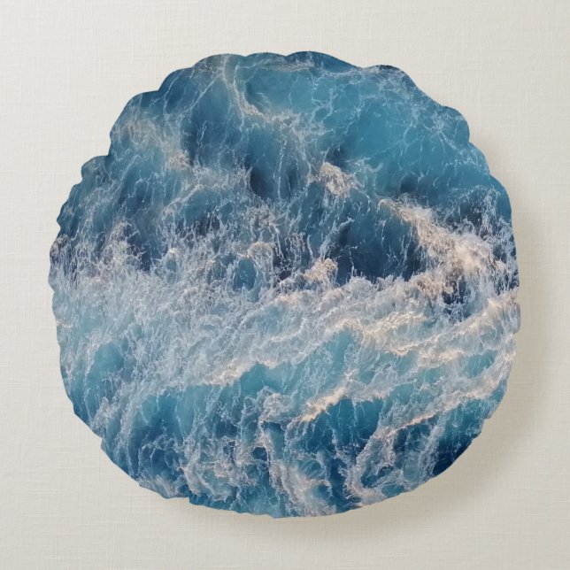 Coussins Ronds Vagues bleu océan (Devant)