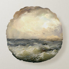Coussins Ronds Vagues de tempête océanique