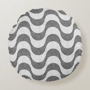 Coussins Ronds vagues noires et blanches en pavé portugais