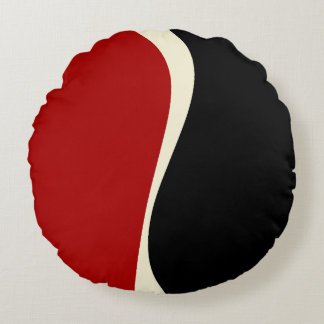 Coussins Ronds Vagues simples 2 en rouge et crème