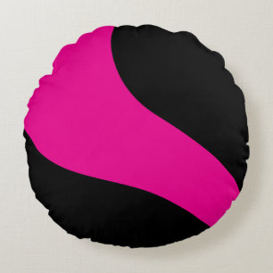 Coussins Ronds Vagues simples en Magenta et noir
