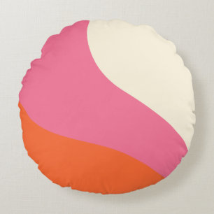 Coussins Ronds Vagues simples - rose, orange et crème