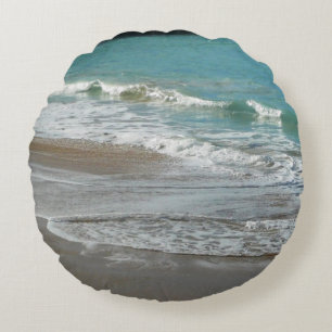 Coussins Ronds Vagues sur la plage bleu turquoise Océan