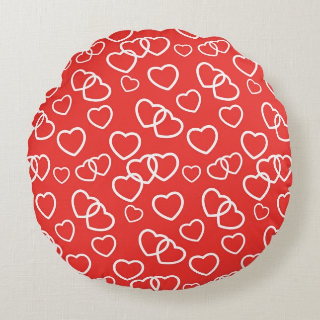 Coussins Ronds Valentine Coeurs Jeu d'oreiller (Devant)