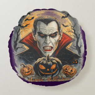 Coussins Ronds Vampire assoiffé de sang Huntz sous la pleine lune
