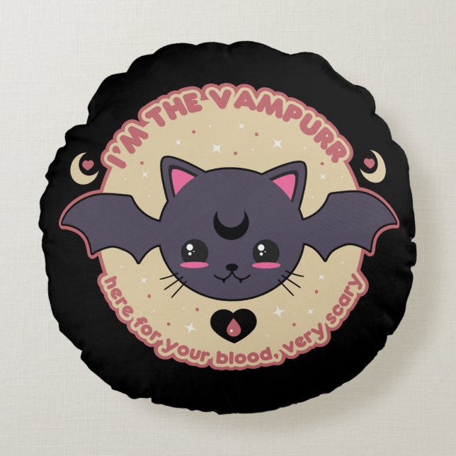Coussins Ronds Vampurr Creepy Cute Halloween (Devant)