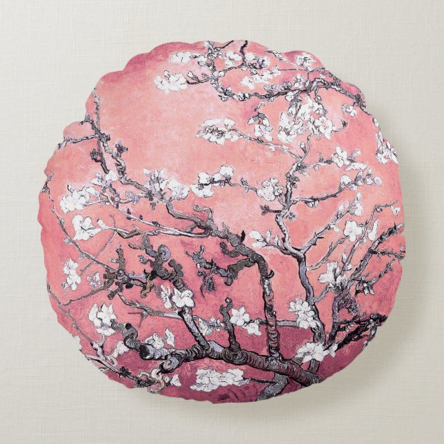 Coussins Ronds Van Gogh Almond Blossom pêche rose (Devant)