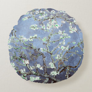 Coussins Ronds Van Gogh Almond Blossoms en acier bleu