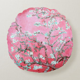 Coussins Ronds Van Gogh Amandes en Fleurs Rose Bleu