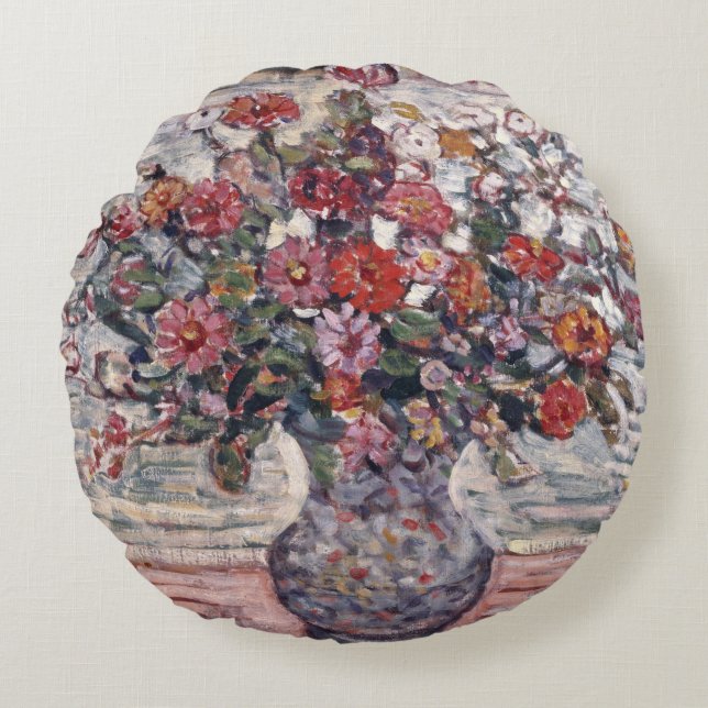 Coussins Ronds Vase de fleurs, Zinnias de Maurice Prendergast (Devant)