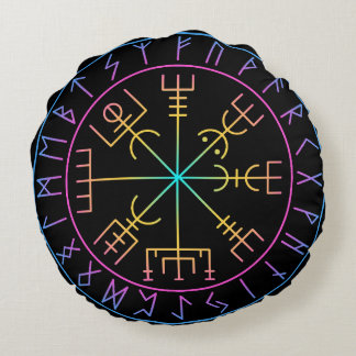 Coussins Ronds Vegvisir Viking Compass Symbol Design