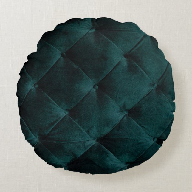 Coussins Ronds Velvet Green : Élégance textile malachite (Devant)