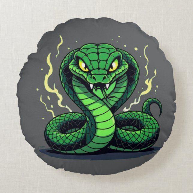 Coussins Ronds Venomous Snake – Danger and Precision (Devant)