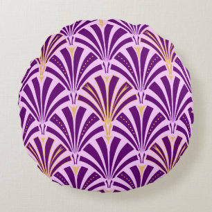 Coussins Ronds Ventilateur Art Déco motif - violet et orchidée