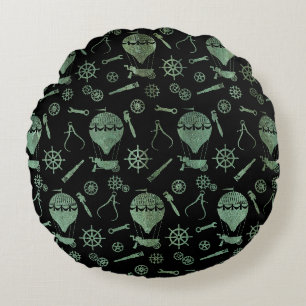 Coussins Ronds Verdigris Bronze Steampunk Balloon Thème
