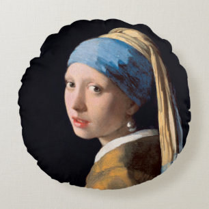 Coussins Ronds Vermeer Girl avec oreille perle