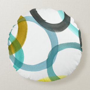 Coussins Ronds Verrouillage des cercles jaunes et bleus