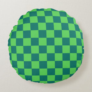 Coussins Ronds Vert bleu À damiers En vichy Motif