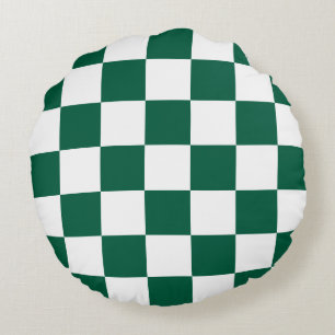 Coussins Ronds Vert chasseresse et carreaux blancs