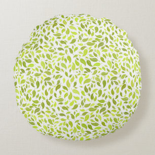 Coussins Ronds Vert Feuille Nature Imprimer, Plante Motif feuille