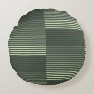 Coussins Ronds Vert, Gris, Noir, Rayures Crème