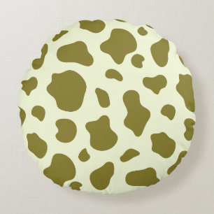 Coussins Ronds Vert olive moderne imprimé vache