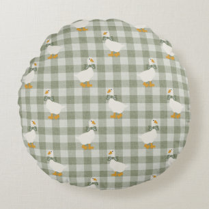 Coussins Ronds Vert Sauge Gingham Oie Vérificateur de Buffalo Nur