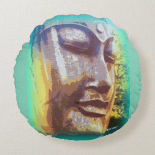 Coussins Ronds Vert visage bouddha