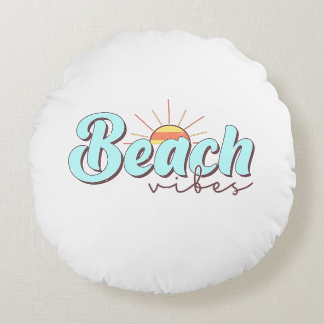 Coussins Ronds Vibes de plage modernes et simples Jeter Pouf d'or (Devant)