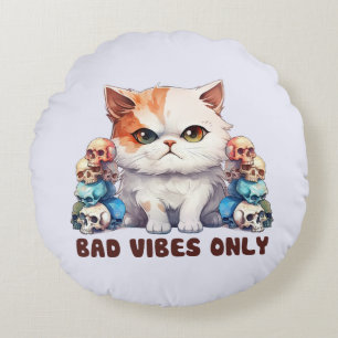 Coussins Ronds Vibes incorrectes uniquement - Fierce Chat & Skuls