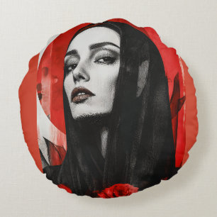Coussins Ronds Vibrant Pop Art Femme Retro Chic Jeu Oreiller