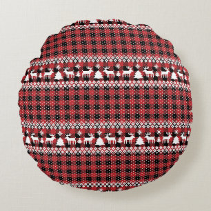 Coussins Ronds Vichy de buffle renne Fair Isle