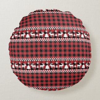 Coussins Ronds Vichy de buffle renne Fair Isle