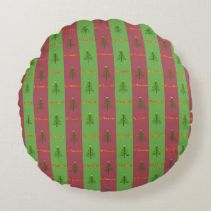 Coussins Ronds Vieux Monde Arbre de Noël Motif À feuillage persis