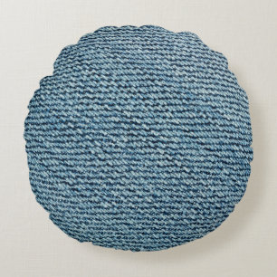 Coussins Ronds Vieux tissu denim texture arrière - plan. abstrait