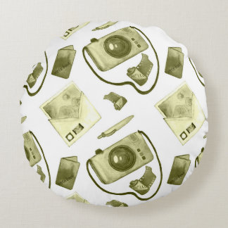 Coussins Ronds Vintage hipster sepia motif consistant 
