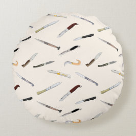 Coussins Ronds Vintage Italian Knives Pattern Throw Pillow