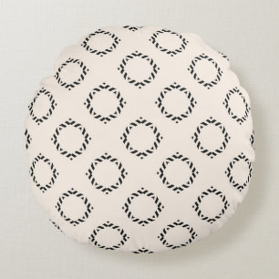Coussins Ronds Vintage motif sans couture ornementale. Noir et bl
