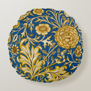 Coussins Ronds Vintage William Morris Cherwell Bleu Art Floral