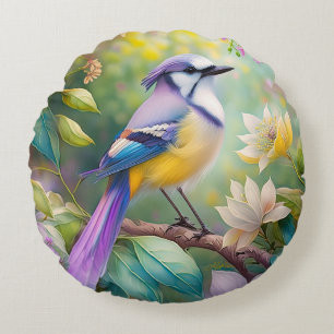 Coussins Ronds Violet Tufted Jay Imaginaire Bird