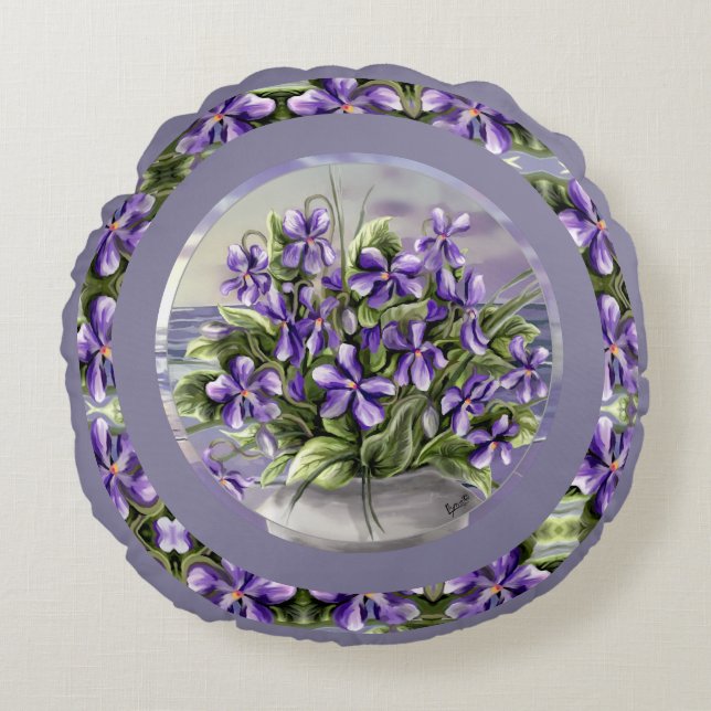 Coussins Ronds violettes dans un bocal de lune (Devant)