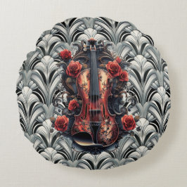 Coussins Ronds Violon noir dans Art Déco Oreillers à lancer rond 