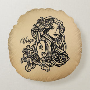 Coussins Ronds Virgo Zodiac - Antique Look