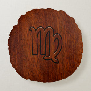 Coussins Ronds Virgo Zodiac dans le style bois de l'acajou